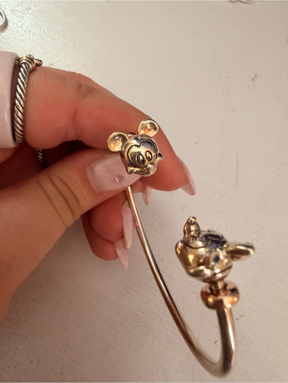 Pandora Silver Mickey & Minnie Open Bangle Bracelet